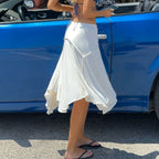 Asymmetric Tie-Waist Midi Skirt