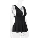 Deep V Peplum Tank Top