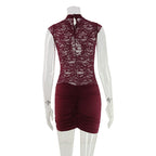 Venya Burgundy Lace Mini Dress
