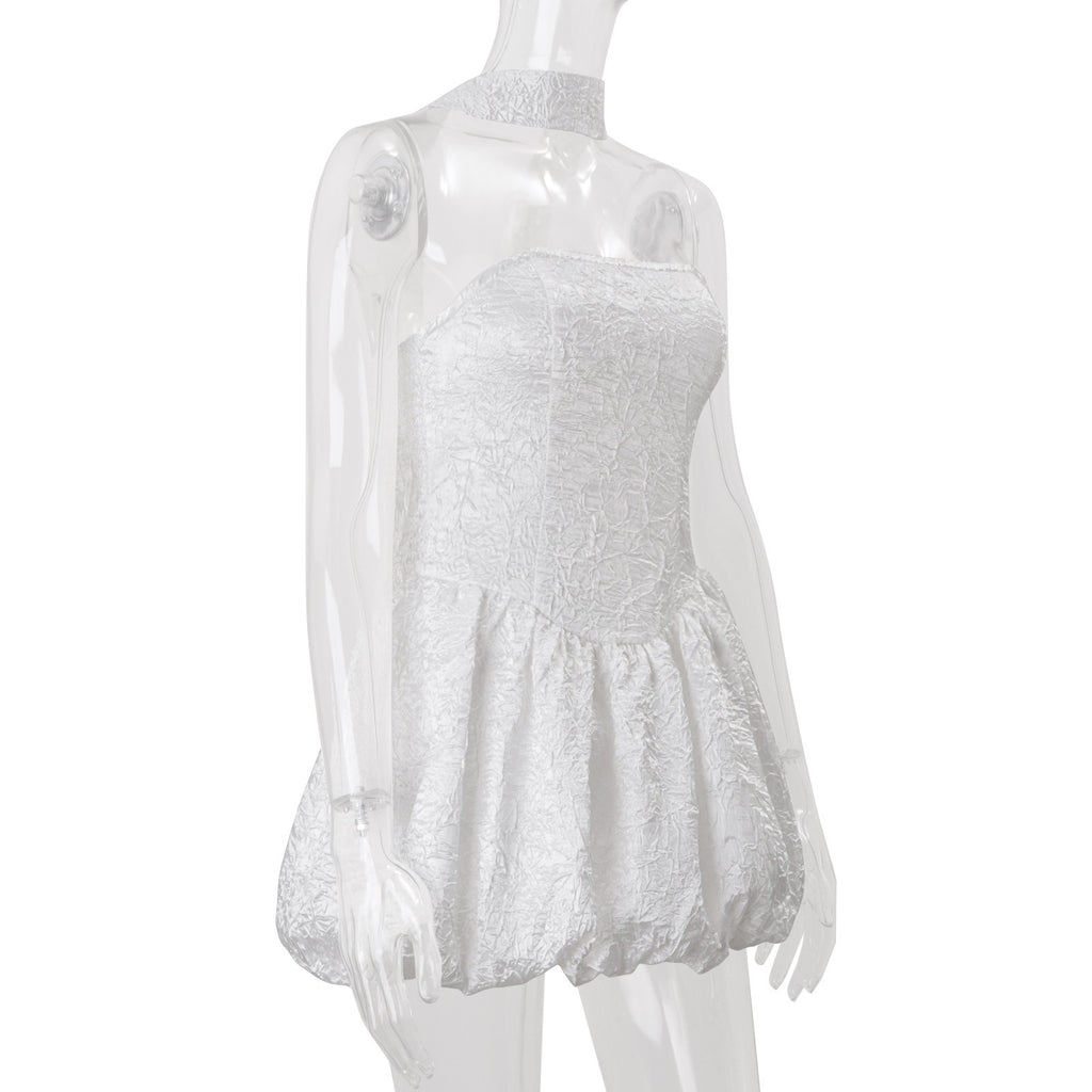 Strapless Bubble White Mini Dress