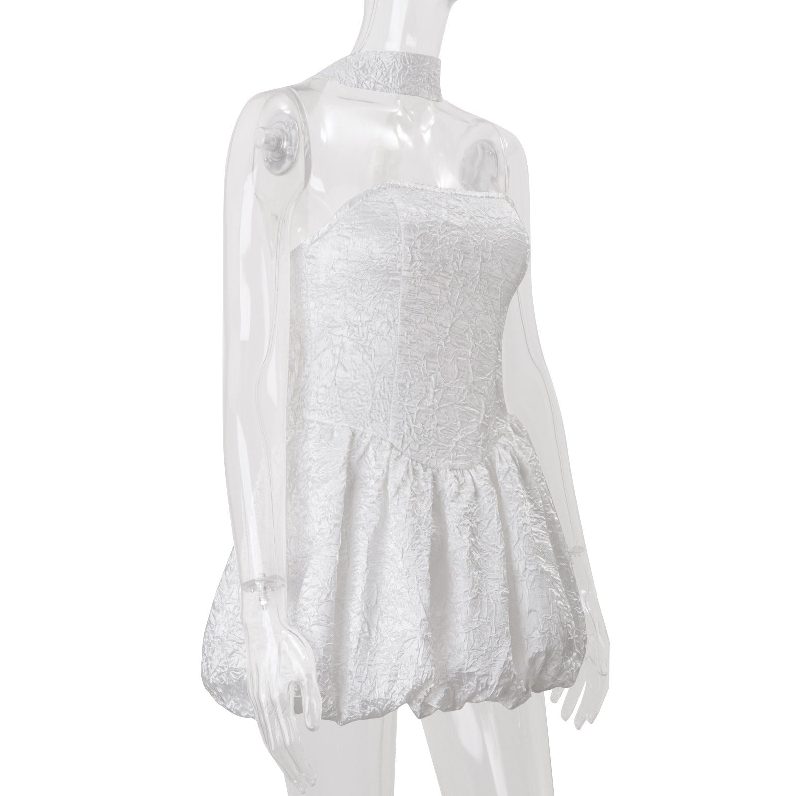 Strapless Bubble White Mini Dress