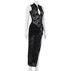 Valora Lace Slit Maxi Dress