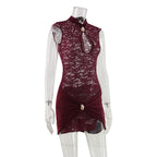Venya Burgundy Lace Mini Dress