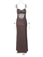 Kira Polka Dot Open-Back Maxi Dress