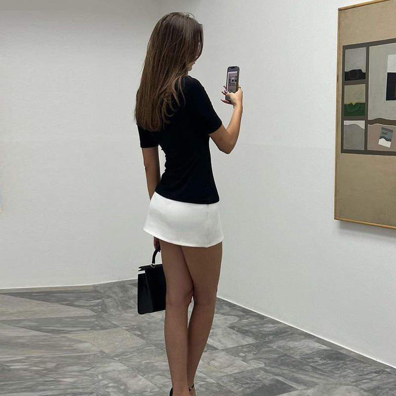 Mock Neck Color Block Mini Dress