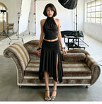 Florence Slit Asymmetrical Midi Skirt
