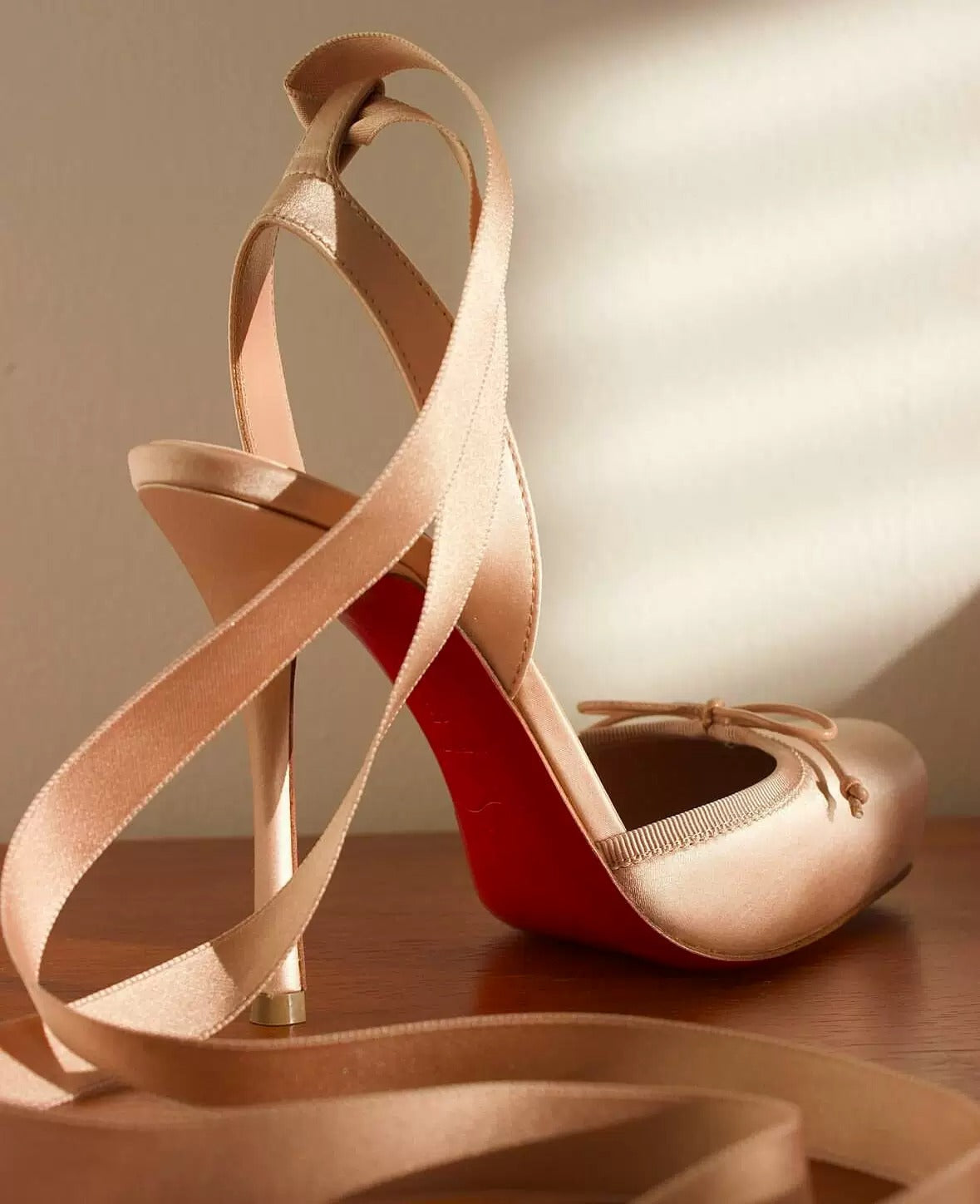 Faye Satin Ribbon Lace-Up Ballet Heels