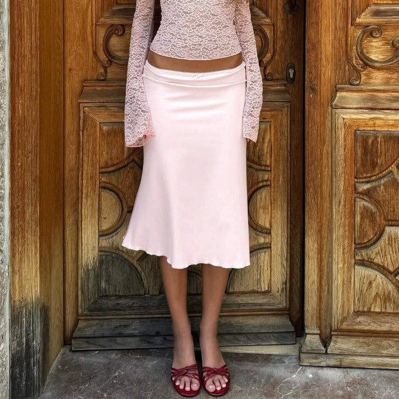 Lace Off-Shoulder Top & Midi Skirt Set