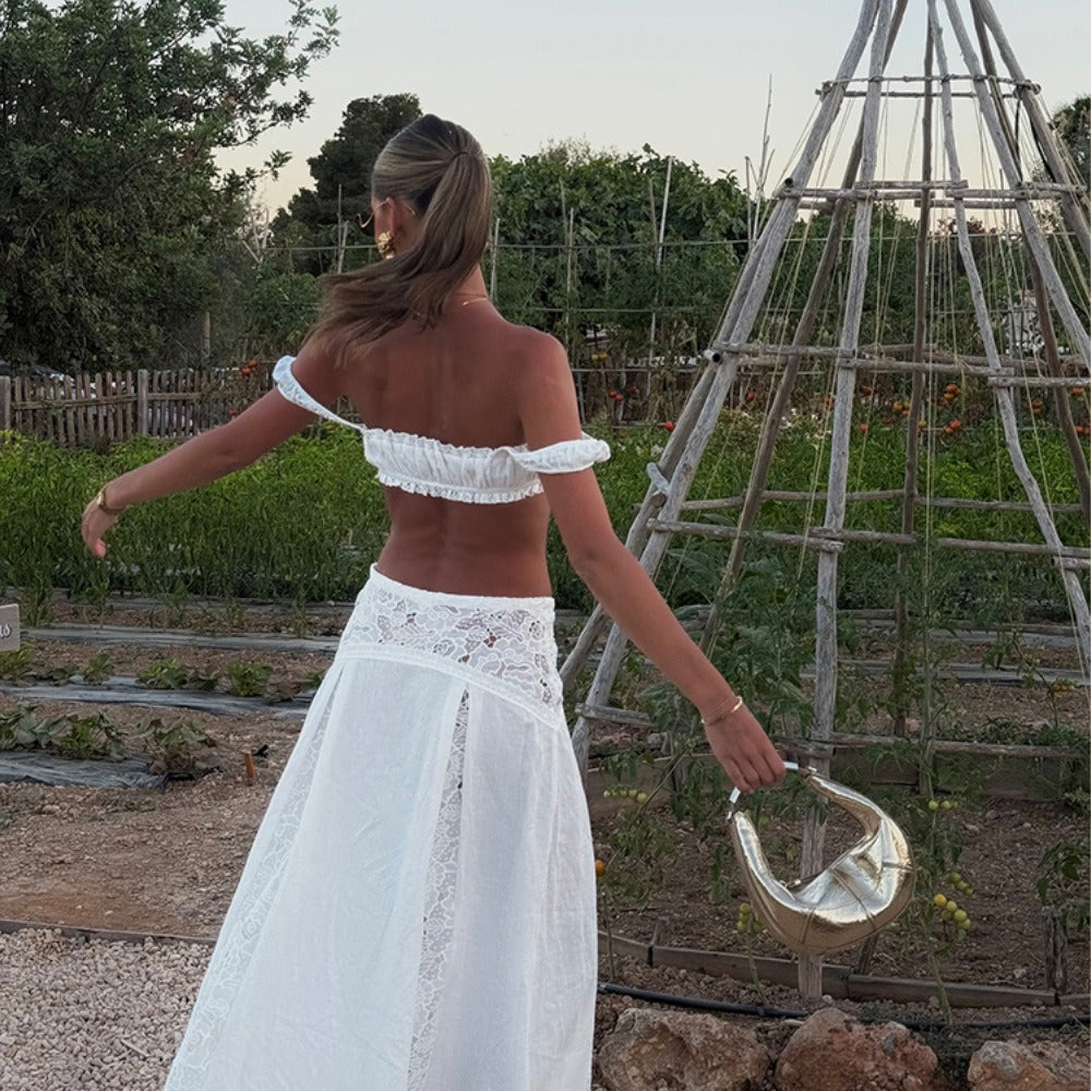 Brigitte Lace Trim Maxi Skirt Set