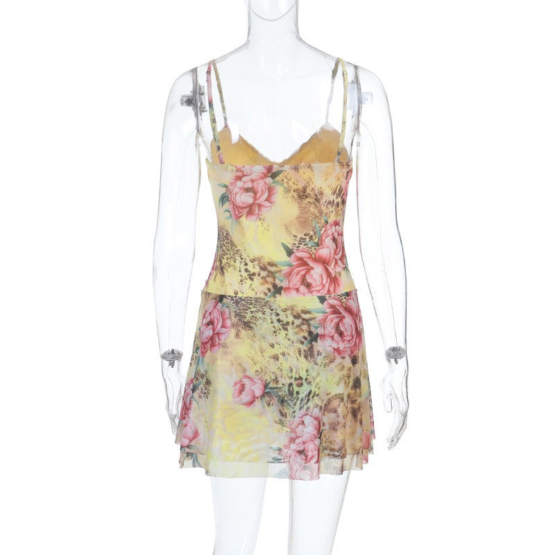 Anya Wildflower Mesh Mini Dress