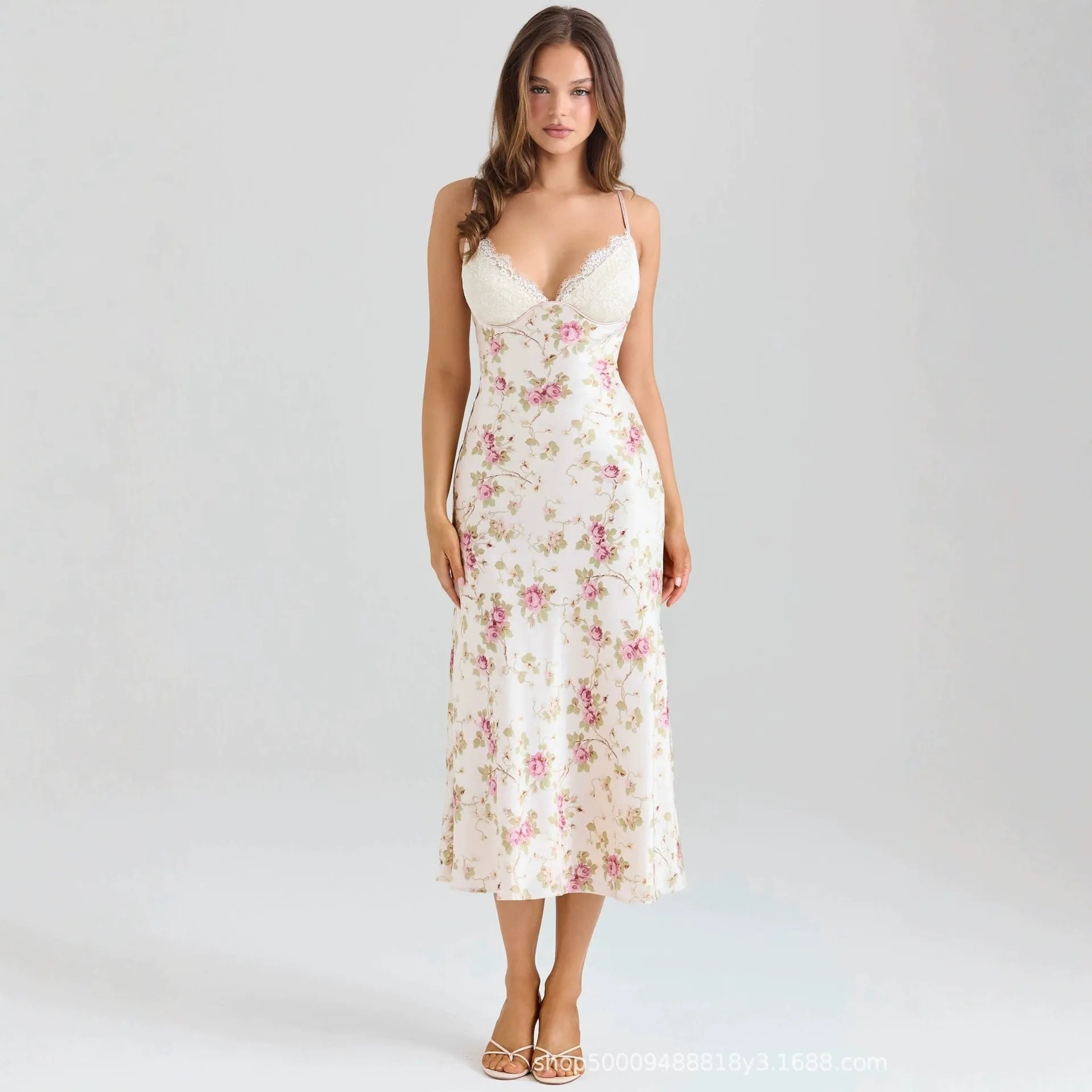 Sarya Lace Cup Floral Midi Dress