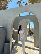 Sheer Mesh Long-Sleeve Maxi Dress