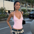 Lace Trim Halter Cami Top