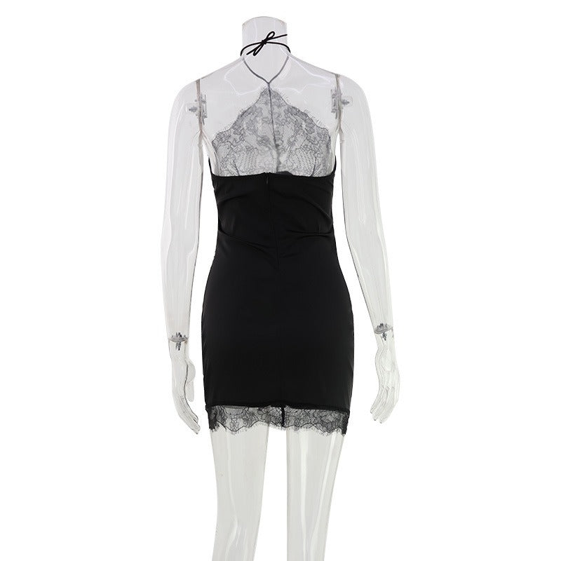 Marzia Lace Halter Mini Dress