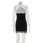 Marzia Lace Halter Mini Dress