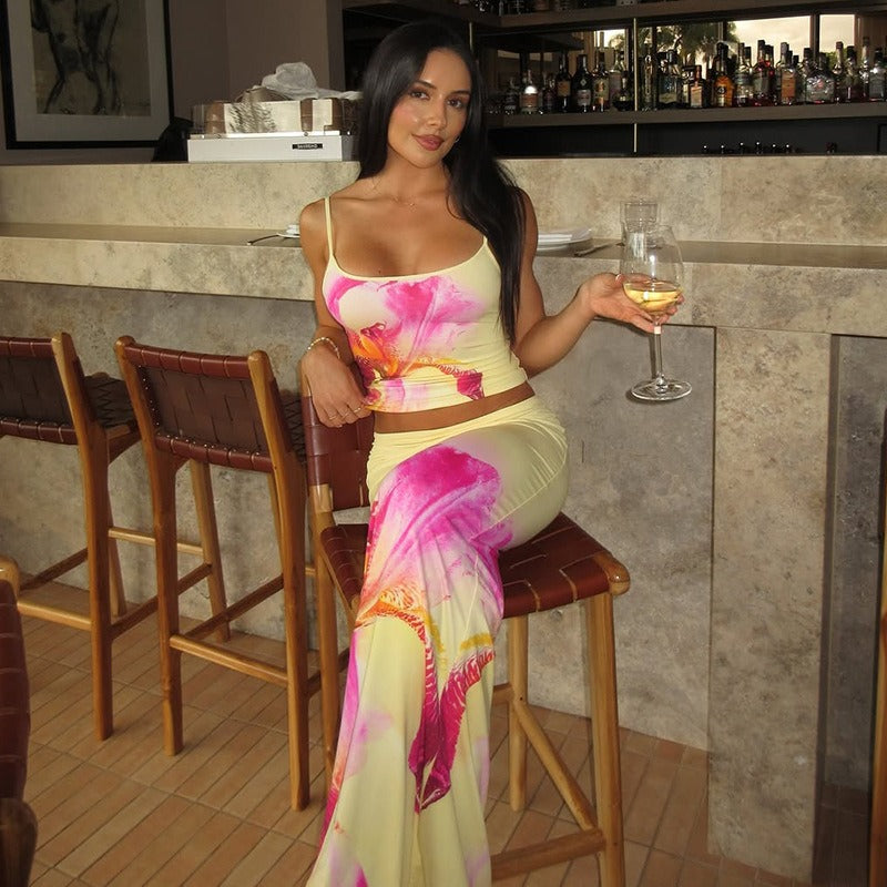 Floral Print Cami Top & Maxi Skirt Set