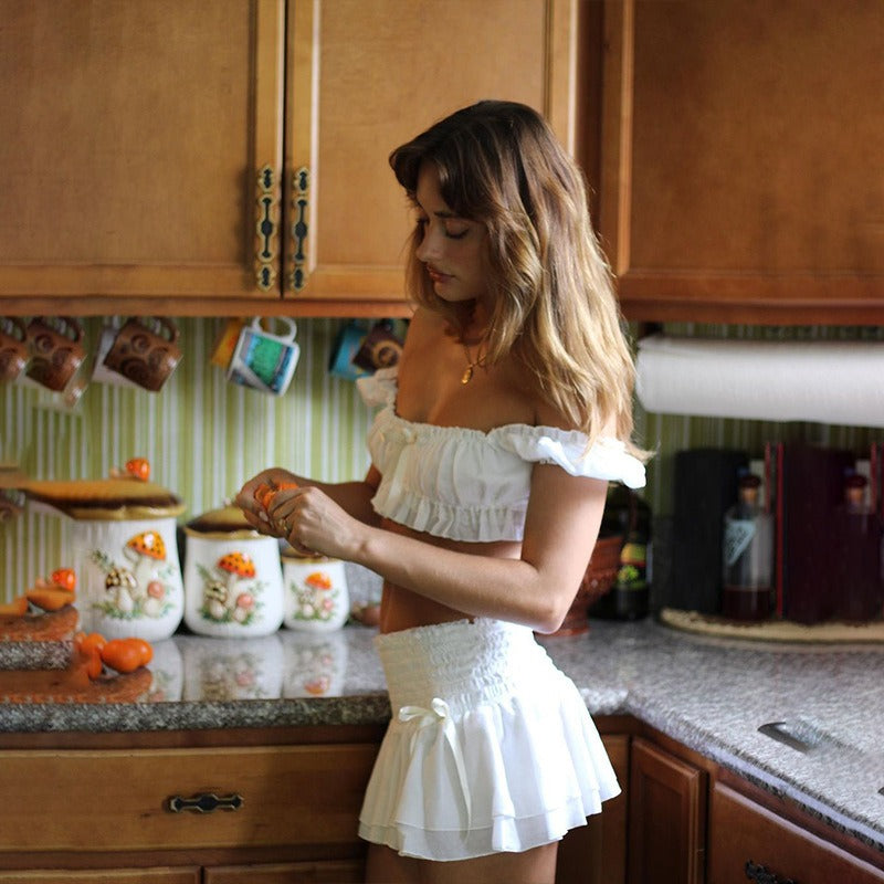 Ruffle Smocked Two Piece Skirt Set