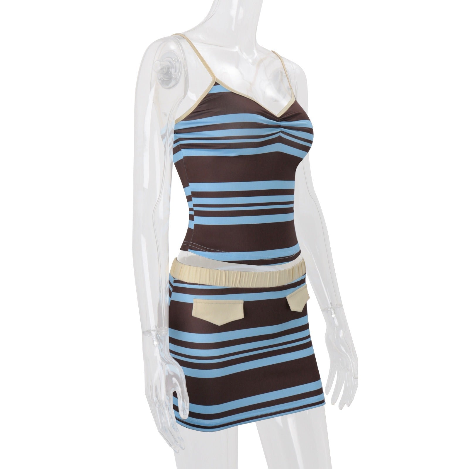 Bianca Retro Stripe Mini Skirt Set