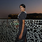 Phoebe Polka Dot Contrast Collar Midi Dress