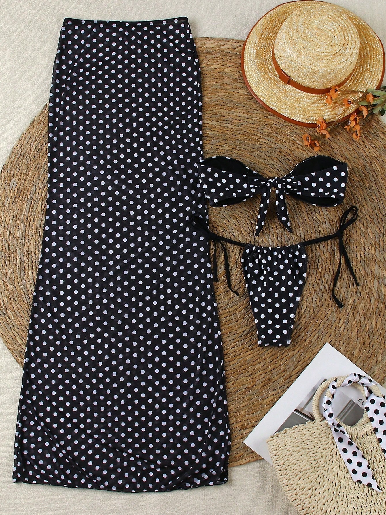 Manon Polka Dot 3-Piece Bikini Set