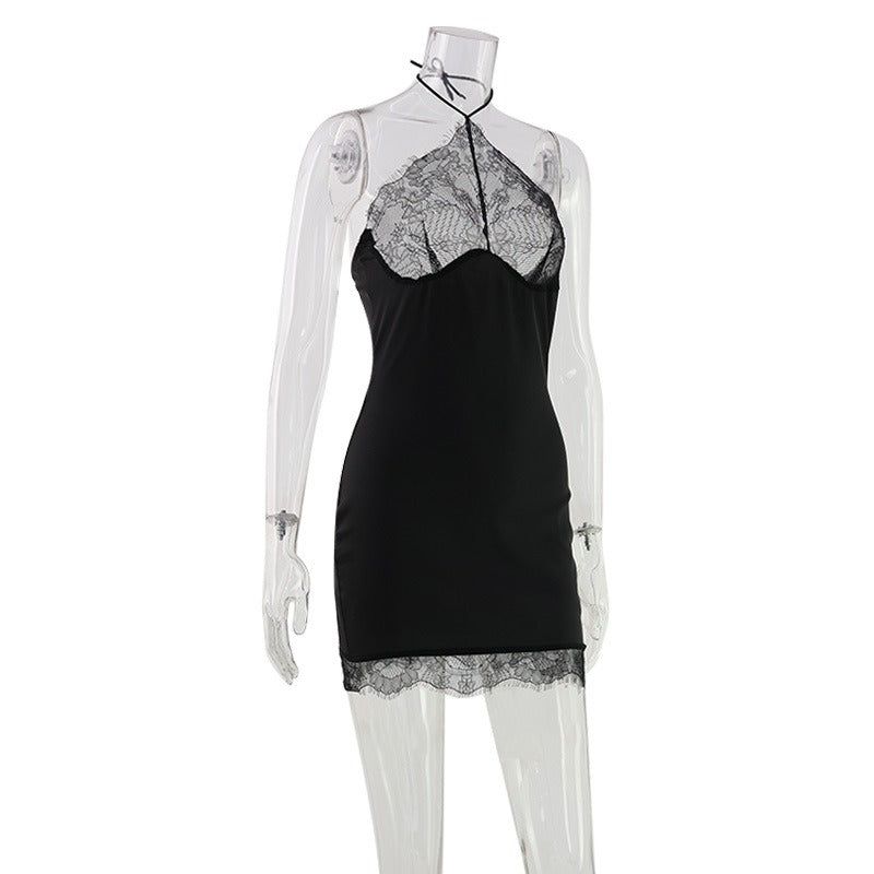 Marzia Lace Halter Mini Dress