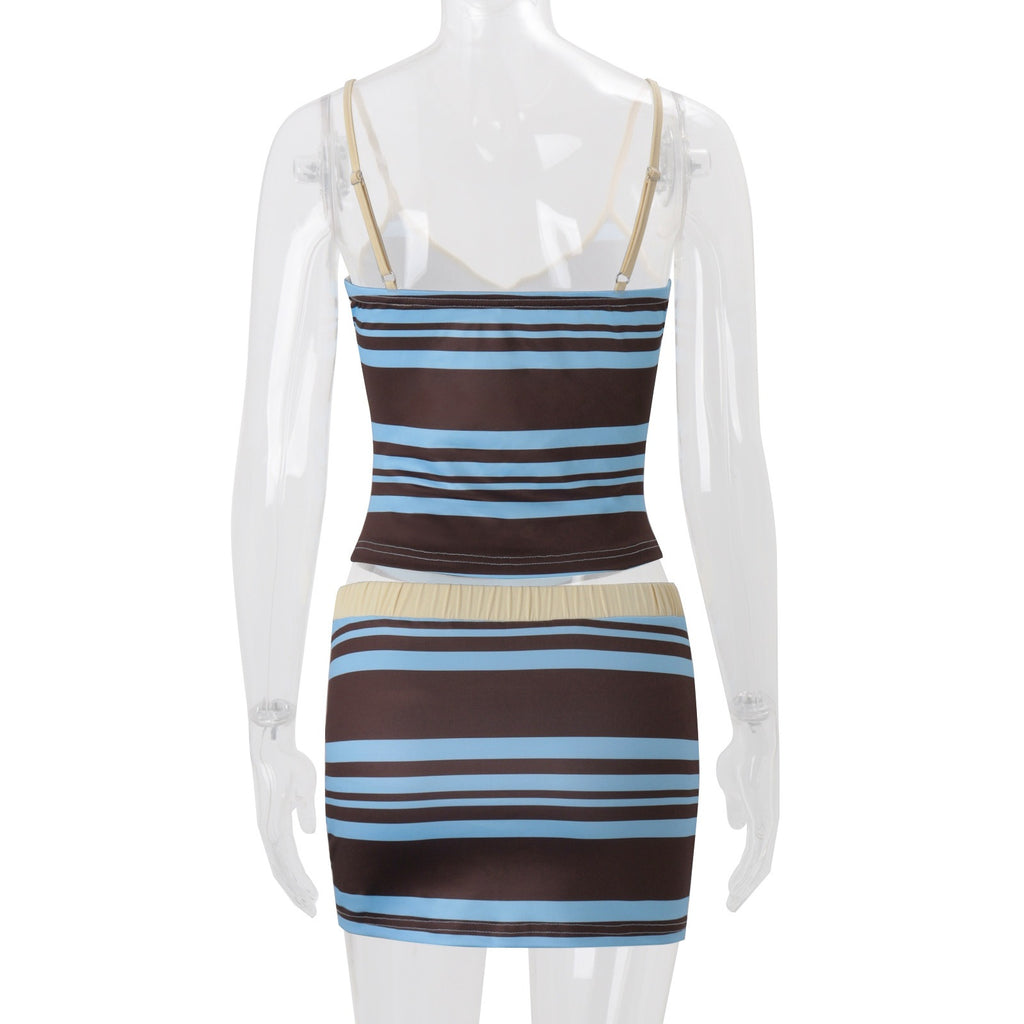 Bianca Retro Stripe Mini Skirt Set