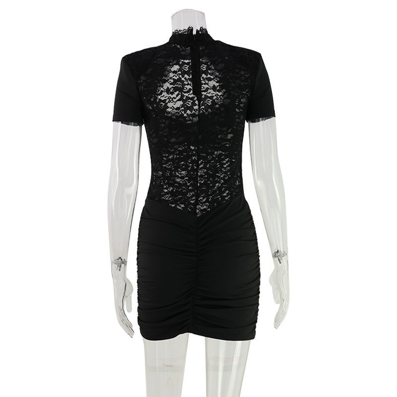 Delara Lace Ruched Mini Dress