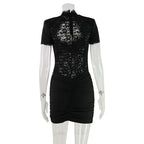 Delara Lace Ruched Mini Dress