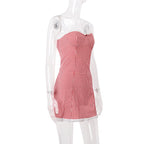 Red Gingham Lace-Trim Mini Dress