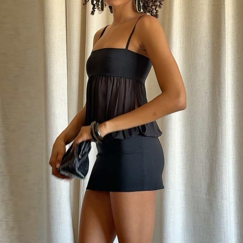 Layered Sheer Cami Mini Dress