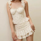 Lorena Corset Top & Ruffle Mini Skirt Set