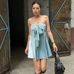 Nil Strapless Bow Tie Mini Dress