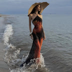 Elin Floral Mesh Halter Maxi Dress