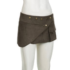 Elodie Vintage Brown Faux Leather Mini Skirt