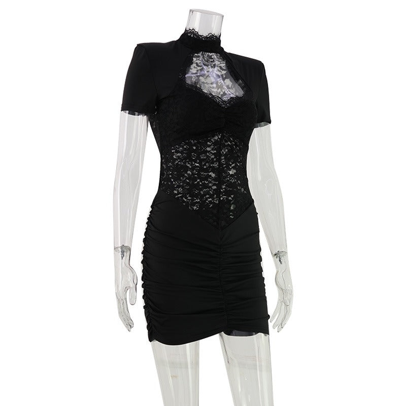 Delara Lace Ruched Mini Dress