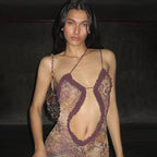 Maelis Sheer Plunge Maxi Dress