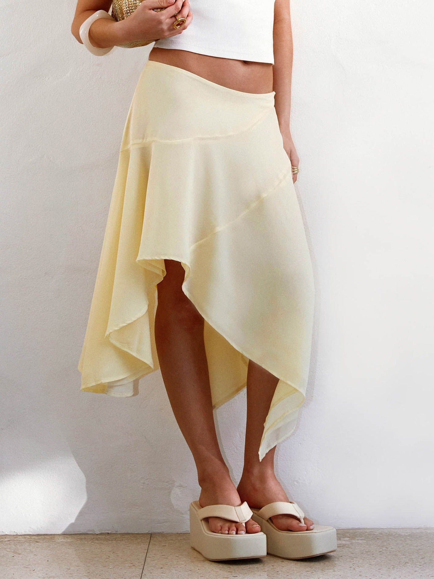 Mei Flow Asymmetric Midi Skirt