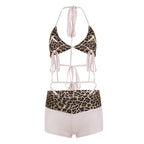 Talia Leopard Print Pink-Trim Bikini Set