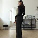 Talia Drape High-Neck Maxi Dress