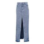 Orietta Front Slit Denim Maxi Skirt
