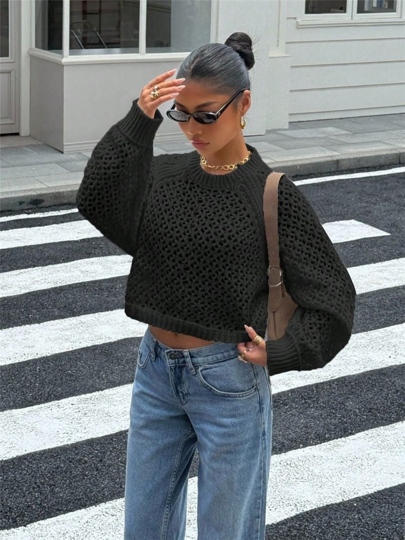 Zinnia Open-Back Crochet Knit Cardigan