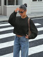 Zinnia Open-Back Crochet Knit Cardigan