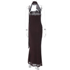 Cowl Neck Scarf Maxi Dress