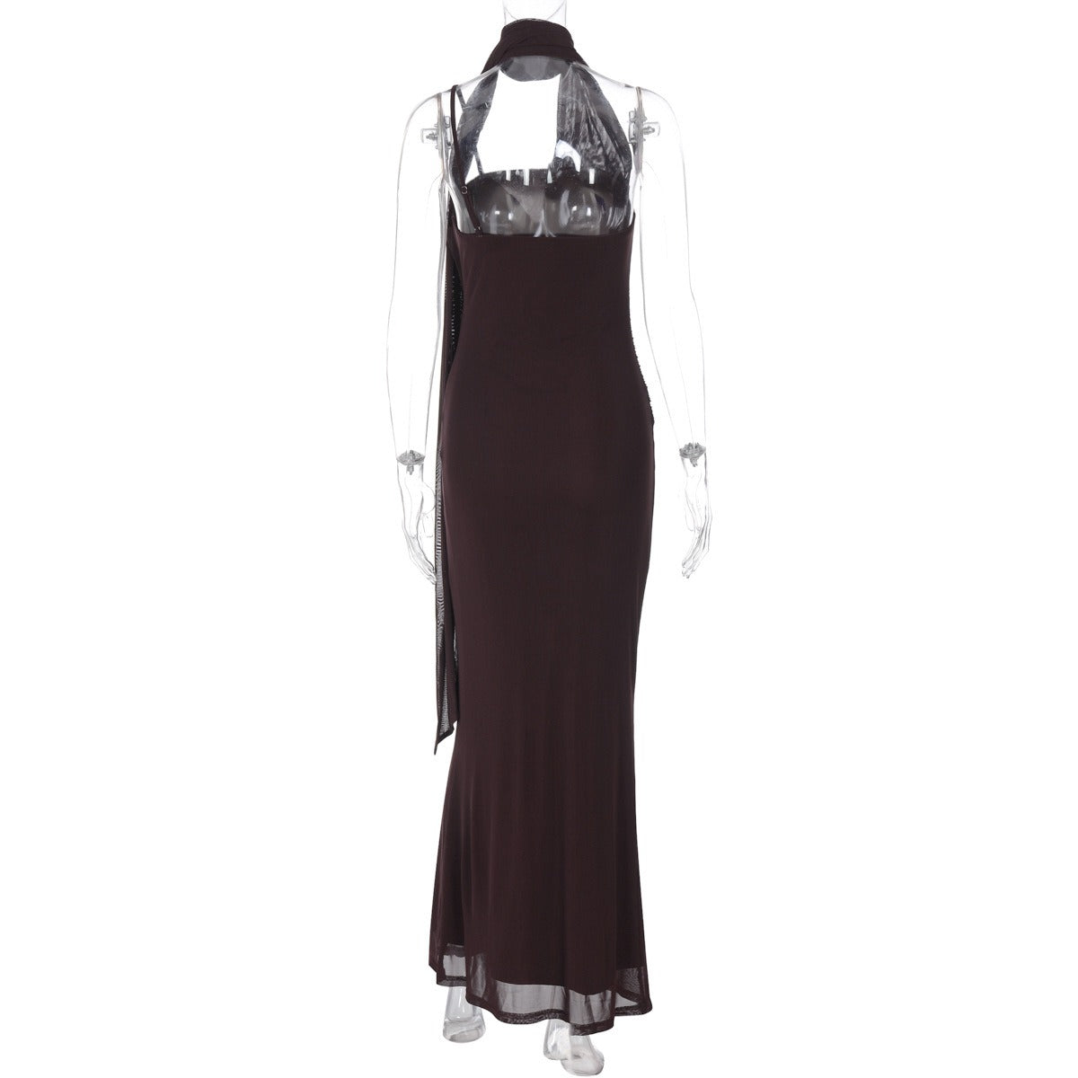 Cowl Neck Scarf Maxi Dress