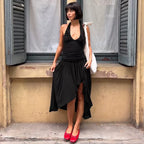 Eden Asymmetric Ruched Halter Maxi Dress