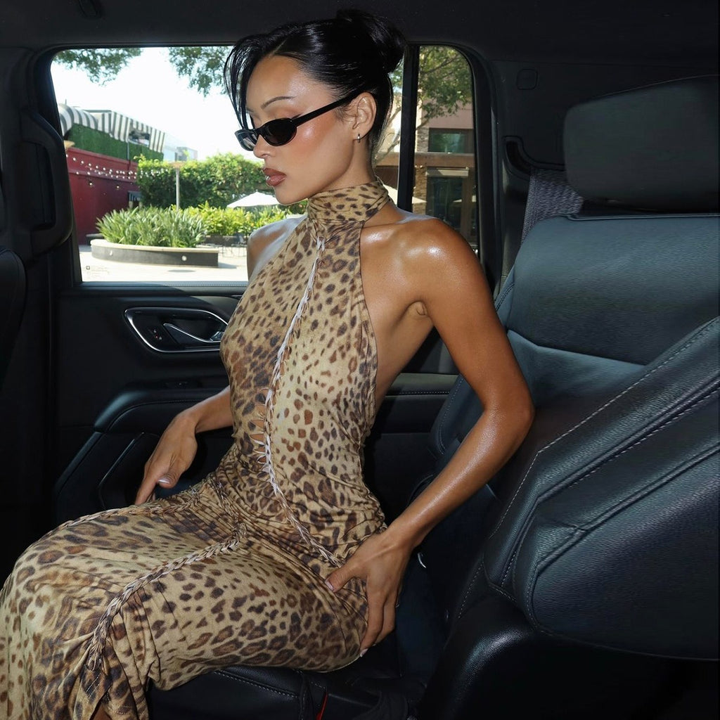 Esme Leopard Halter Maxi Dress