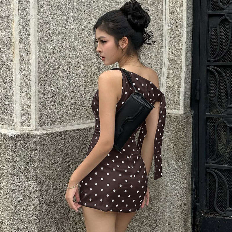 Monroe Polka Dot One-Shoulder Mini Dress