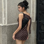 Monroe Polka Dot One-Shoulder Mini Dress