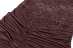 Off-Shoulder Lace Ruched Maxi Dress