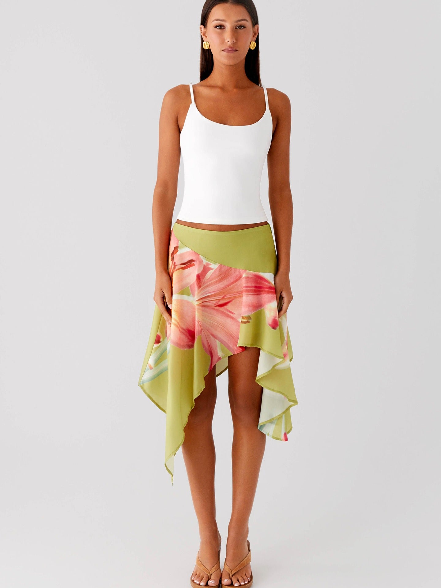 Mei Flow Asymmetric Midi Skirt